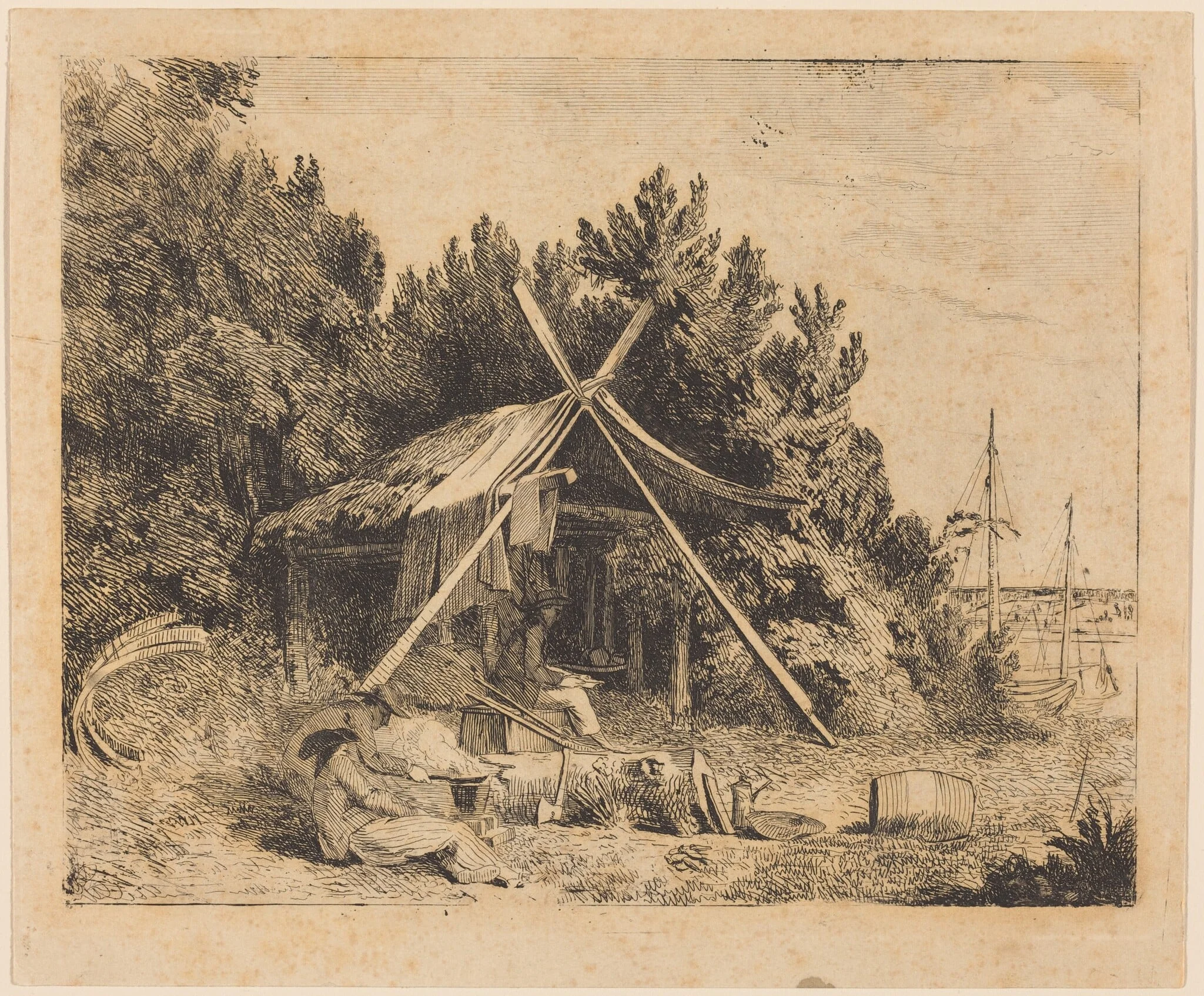 The Camp of Stothard, Blake, Ogleby, by Thomas Stothard, ink, 1780