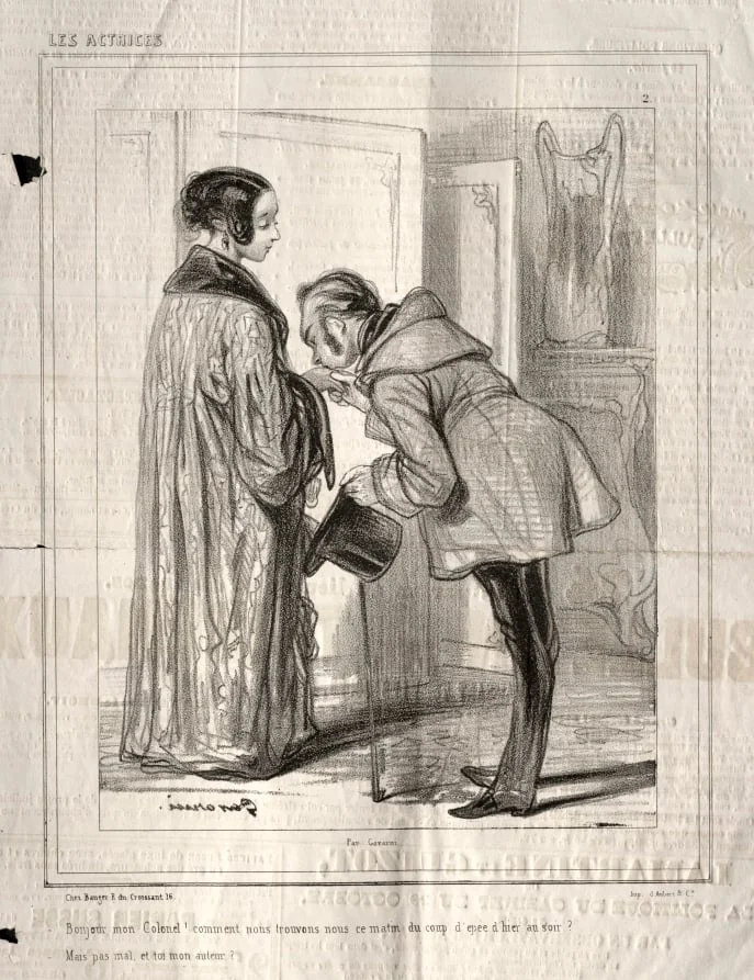 Les Actrices:  Bonjour mon Colonel!, by Paul Gavarni, 1843