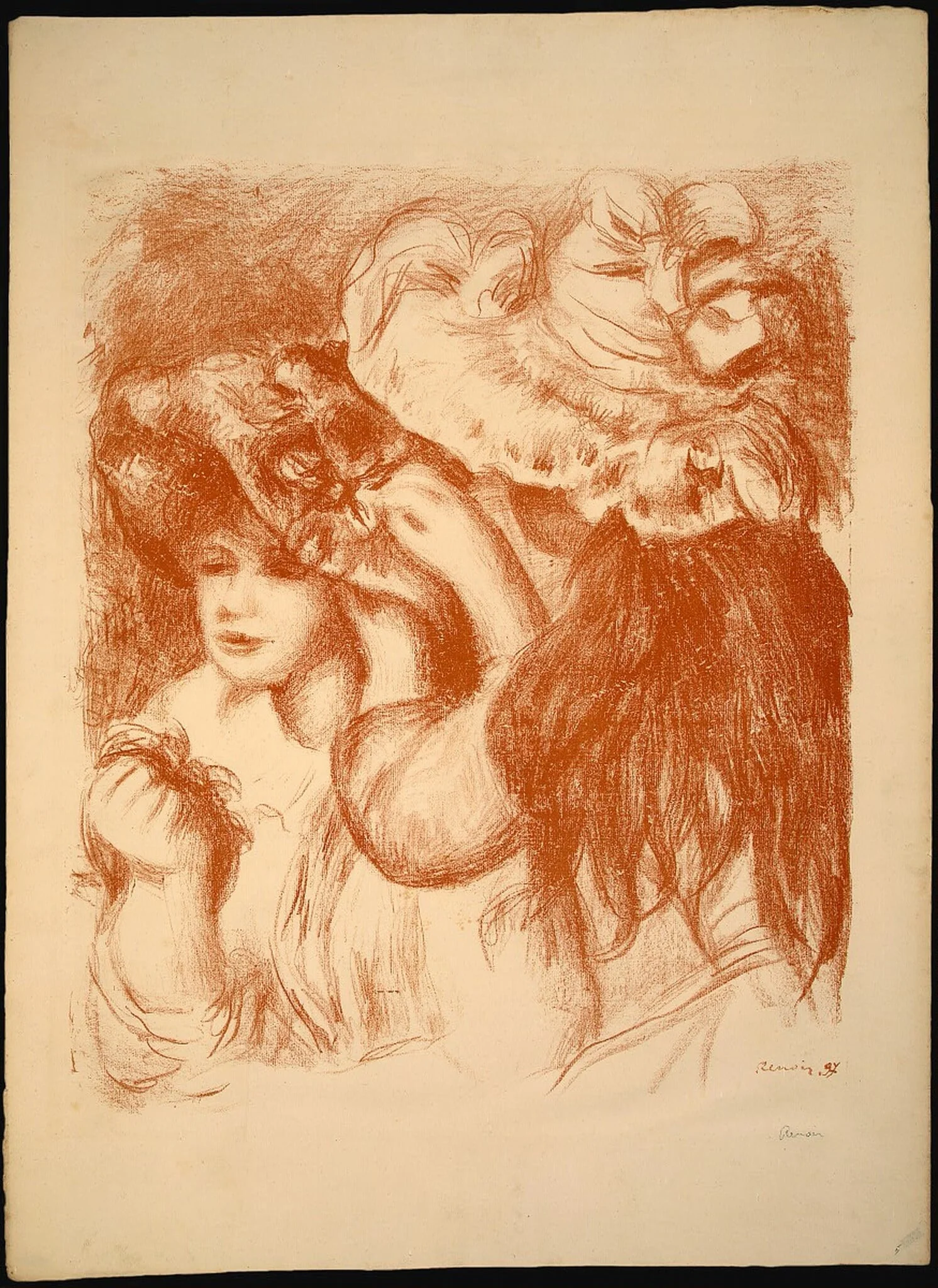 The Hat Pin (Le chapeau épingle), by Auguste Renoir, ink, 1897