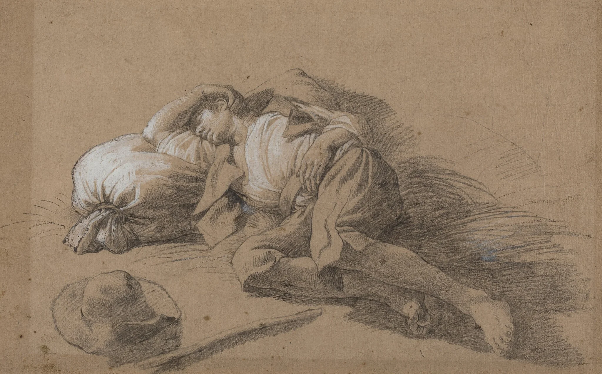 Sleeping Peasant, by Francesco Londonio, charcoal, 1753
