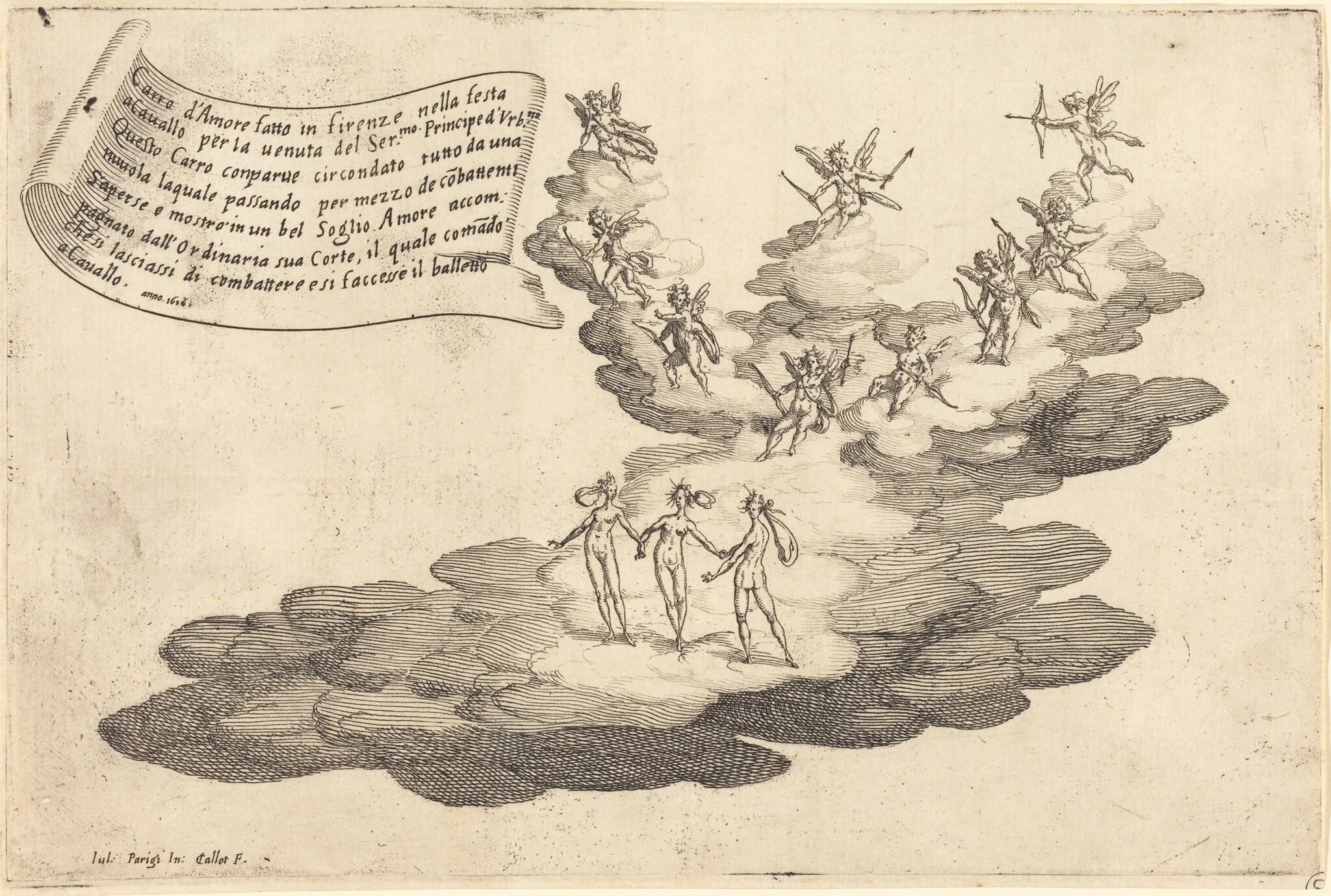 The Float of Love, by Jacques Callot, ink, 1616