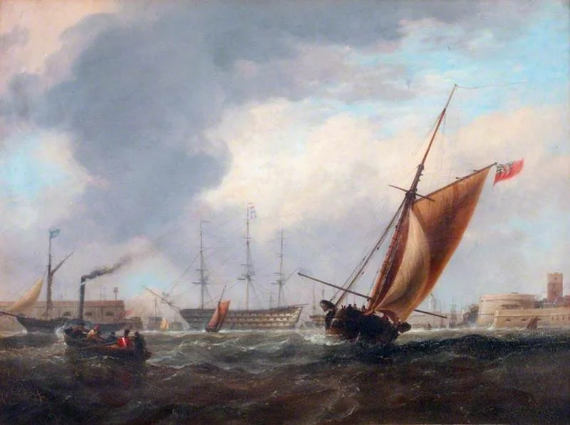 Portsmouth Harbour with the 'Victory', by Edward William Cooke, oil, 1832