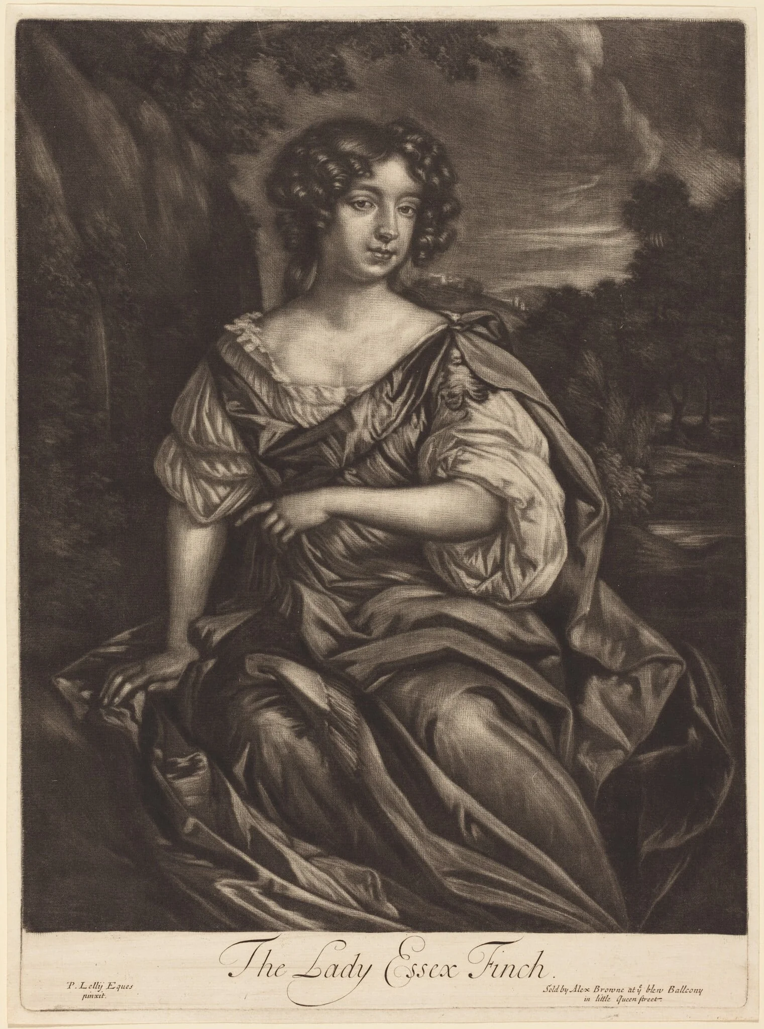 The Lady Essex Finch, by Alexander Browne, ink, 1680