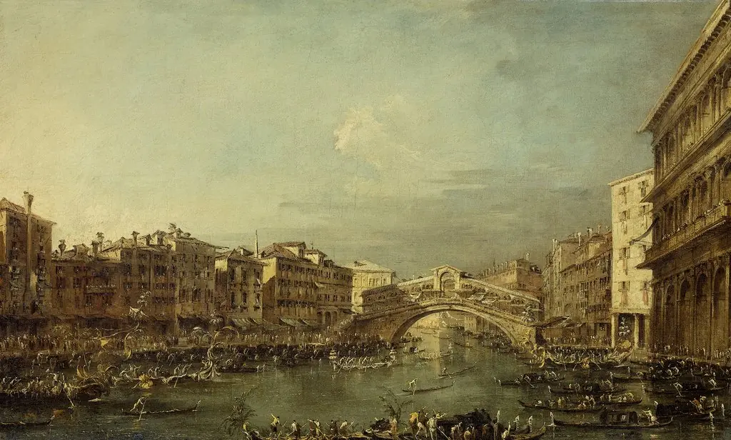 A Regatta on the Grand Canal with the Rialto Bridge in Venice