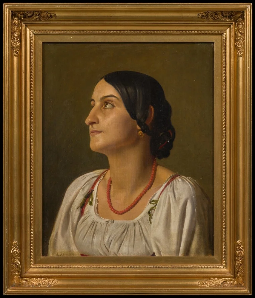 Woman from Sora. Study for altar board in Valby Church, by Constantin Hansen, oil, 1841