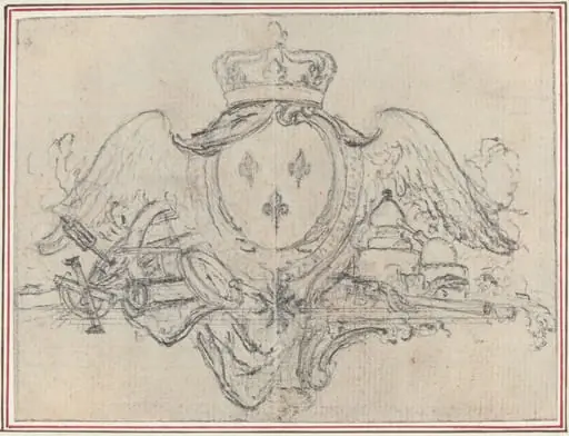 Arms of the King of France with Wings and Scientific Instruments