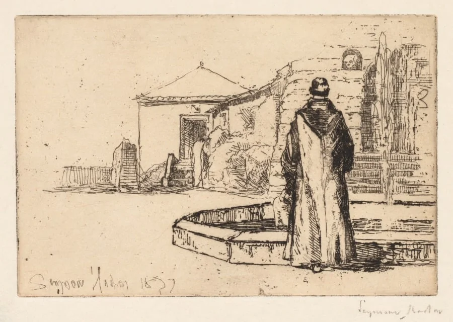Monk at a Fountain, by Francis Seymour Haden, 1877
