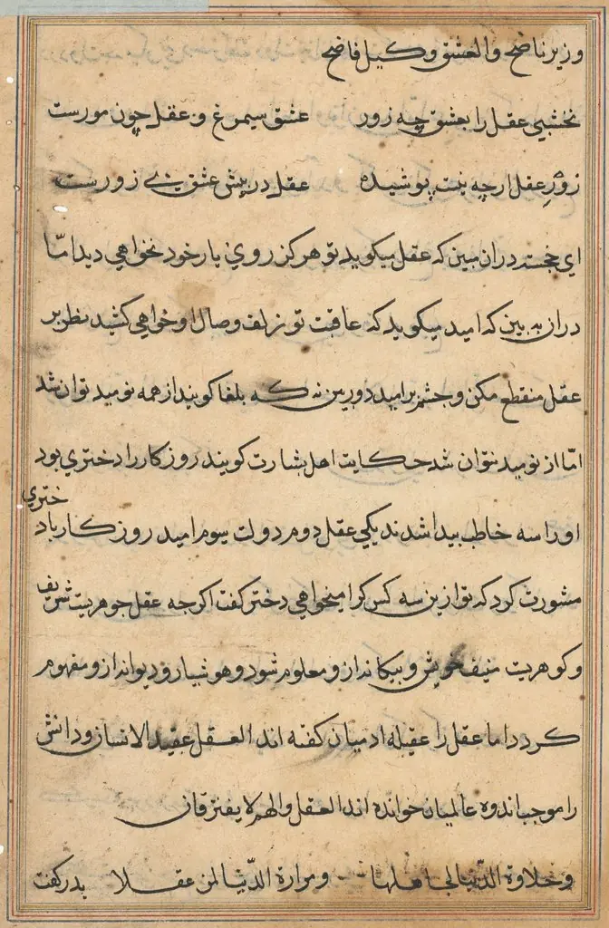Page from Tales of a Parrot (Tuti-nama): text page