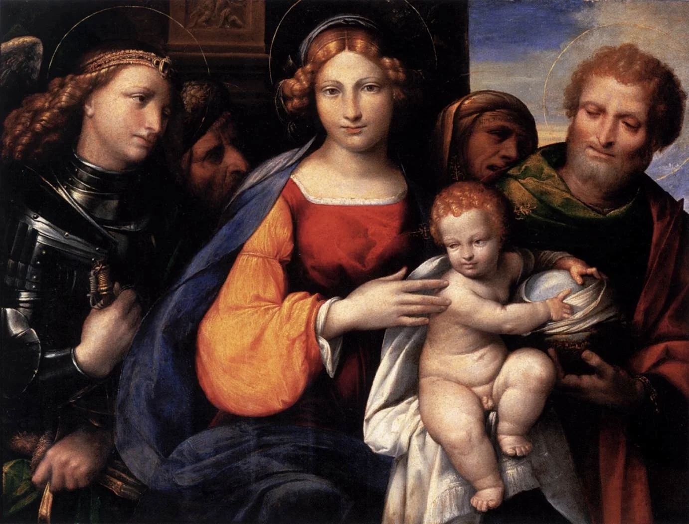 Virgin and Child with Saints, by Benvenuto Tisi, oil, 1524