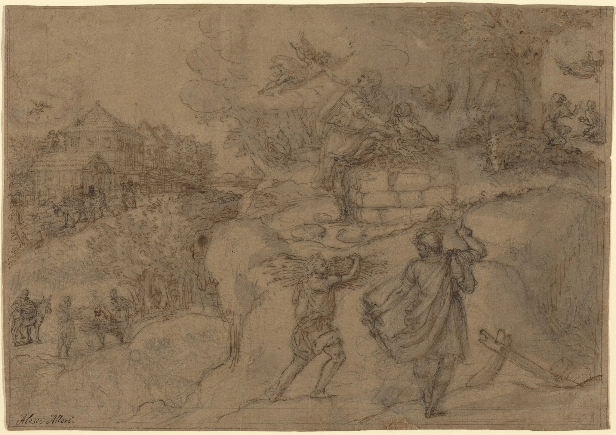 Sacrifice of Abraham, by Alessandro Allori, chalk, 1571