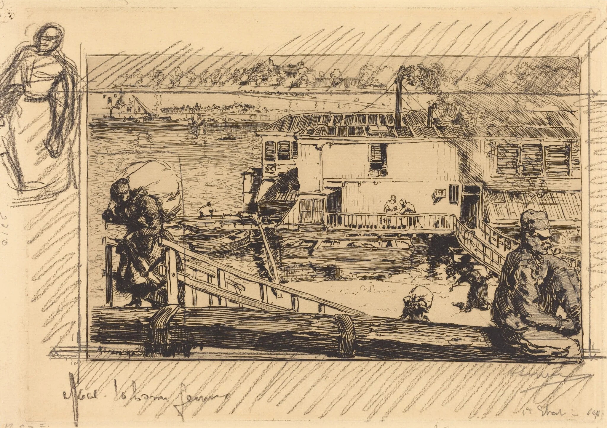 The Wash-house (Le lavoir), by Auguste Lepère, ink, 1891