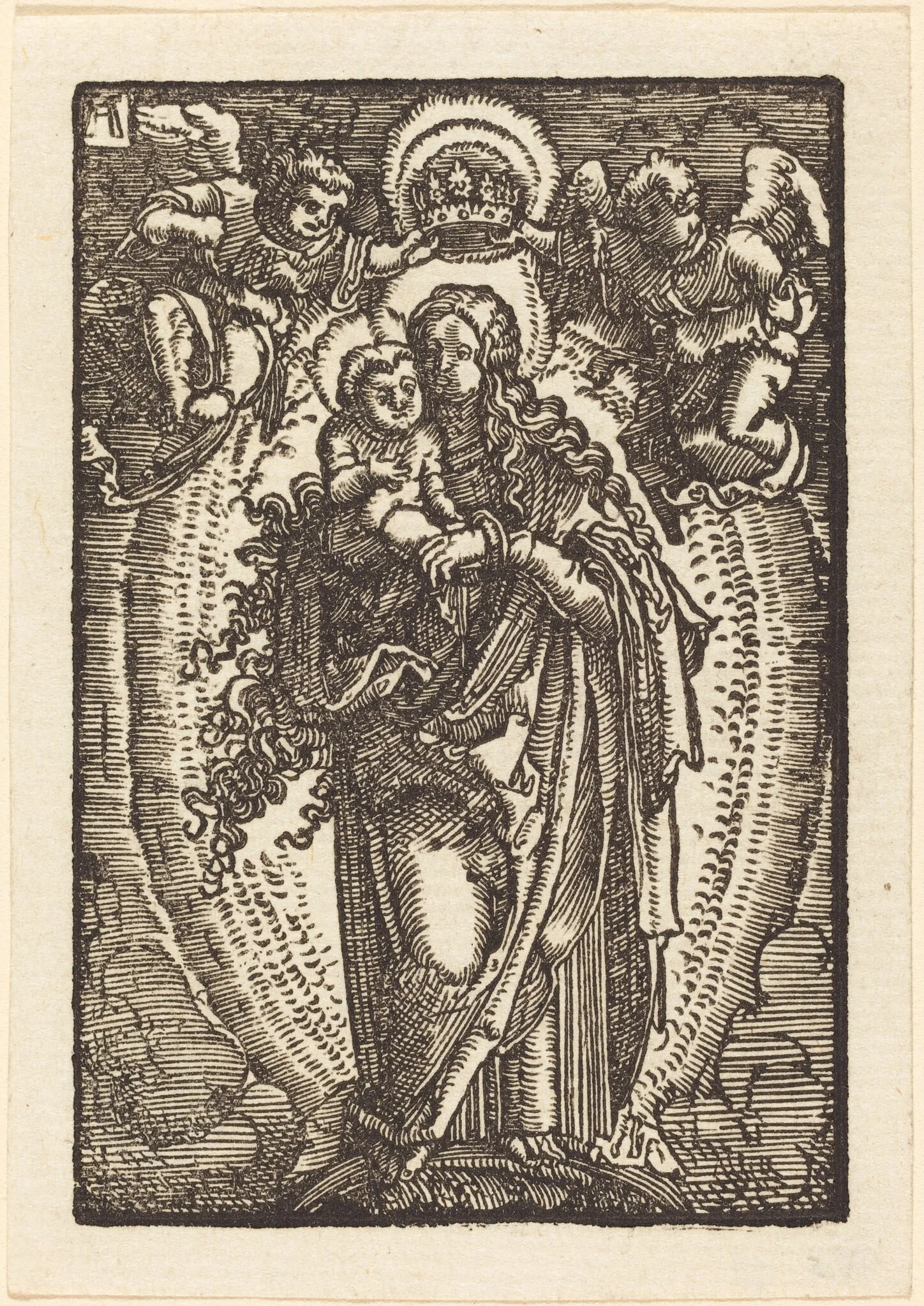 The Virgin and Child on a Crescent, by Albrecht Altdorfer, ink, 1513
