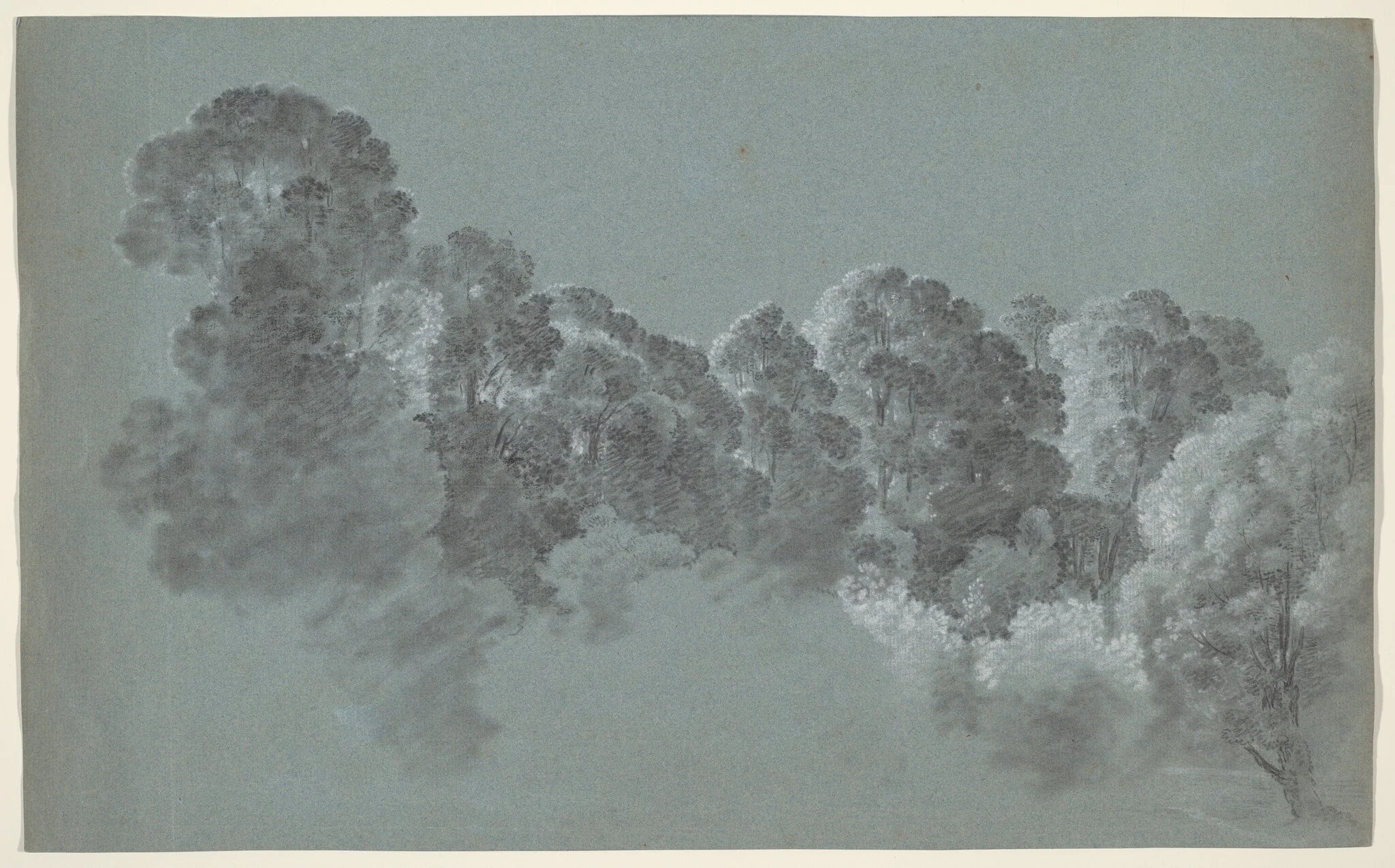 Forest Treetops Struck by Light, by Heinrich Rieter, chalk, 1800