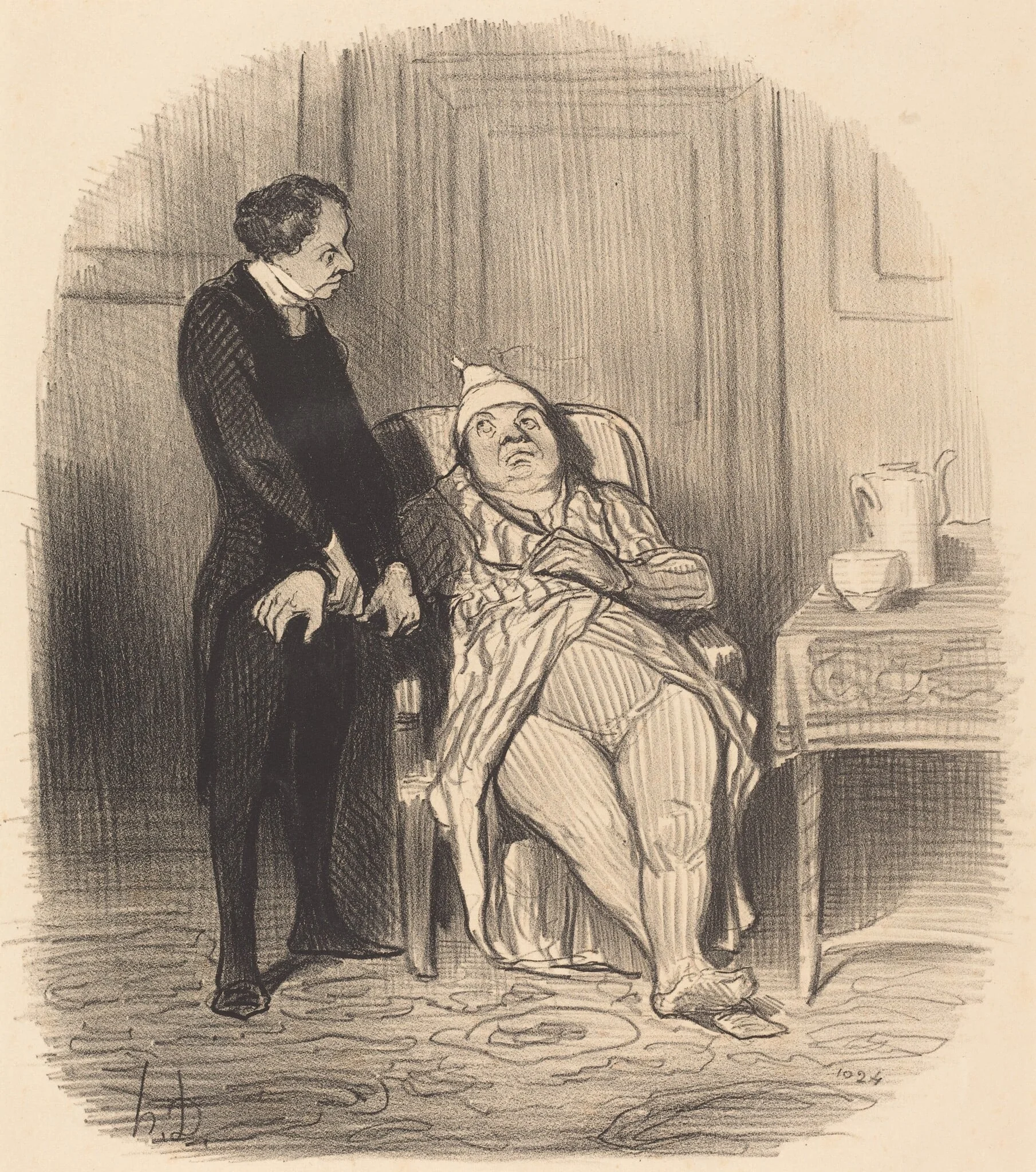 Ah! docteur... je crois... que j'suis poitrinaire!, by Honoré Daumier, ink, 1847