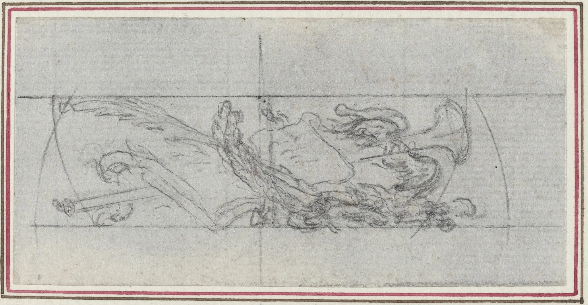 An Ornament with Symbols, by Hubert François Gravelot, graphite, 1736