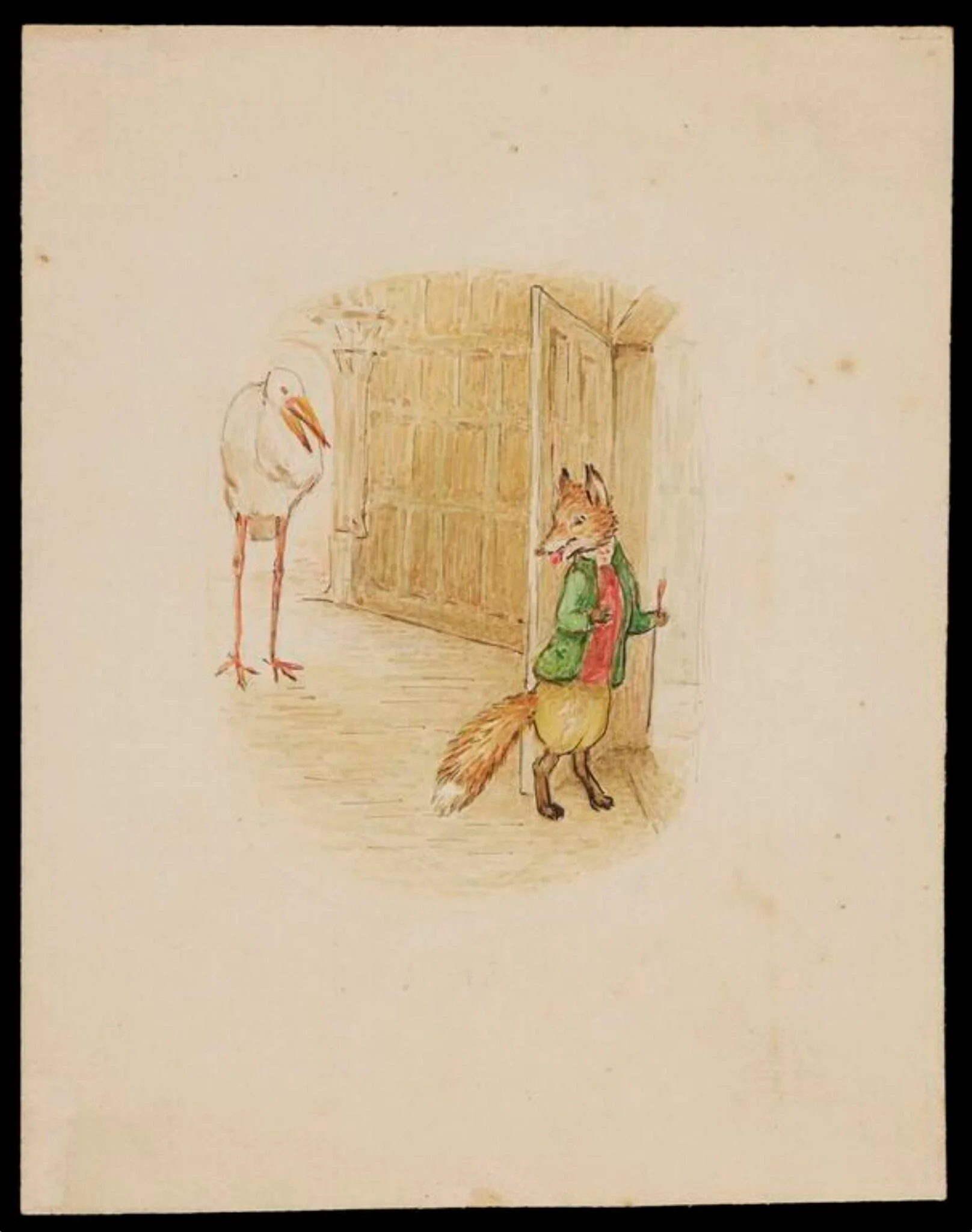 The fox taking leave of the stork, by Beatrix Potter, watercolor, 1919