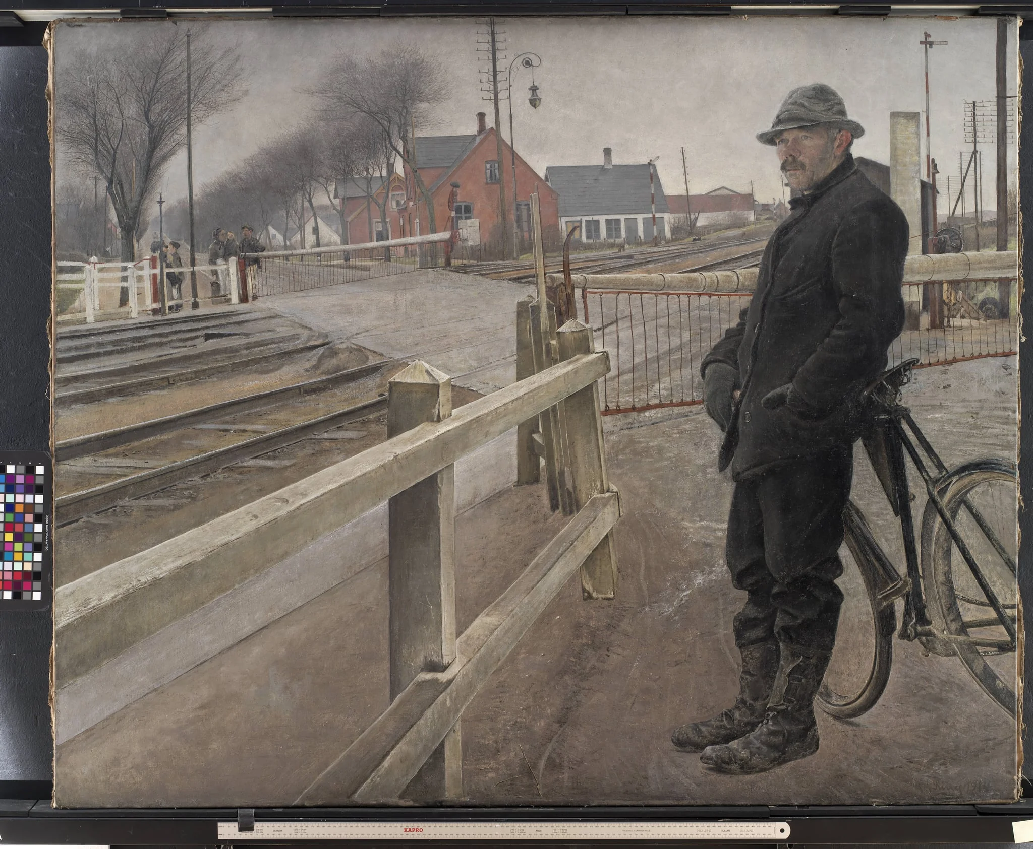 Waiting for the Train. Level Crossing by Roskilde Highway, by Unknown, 1914