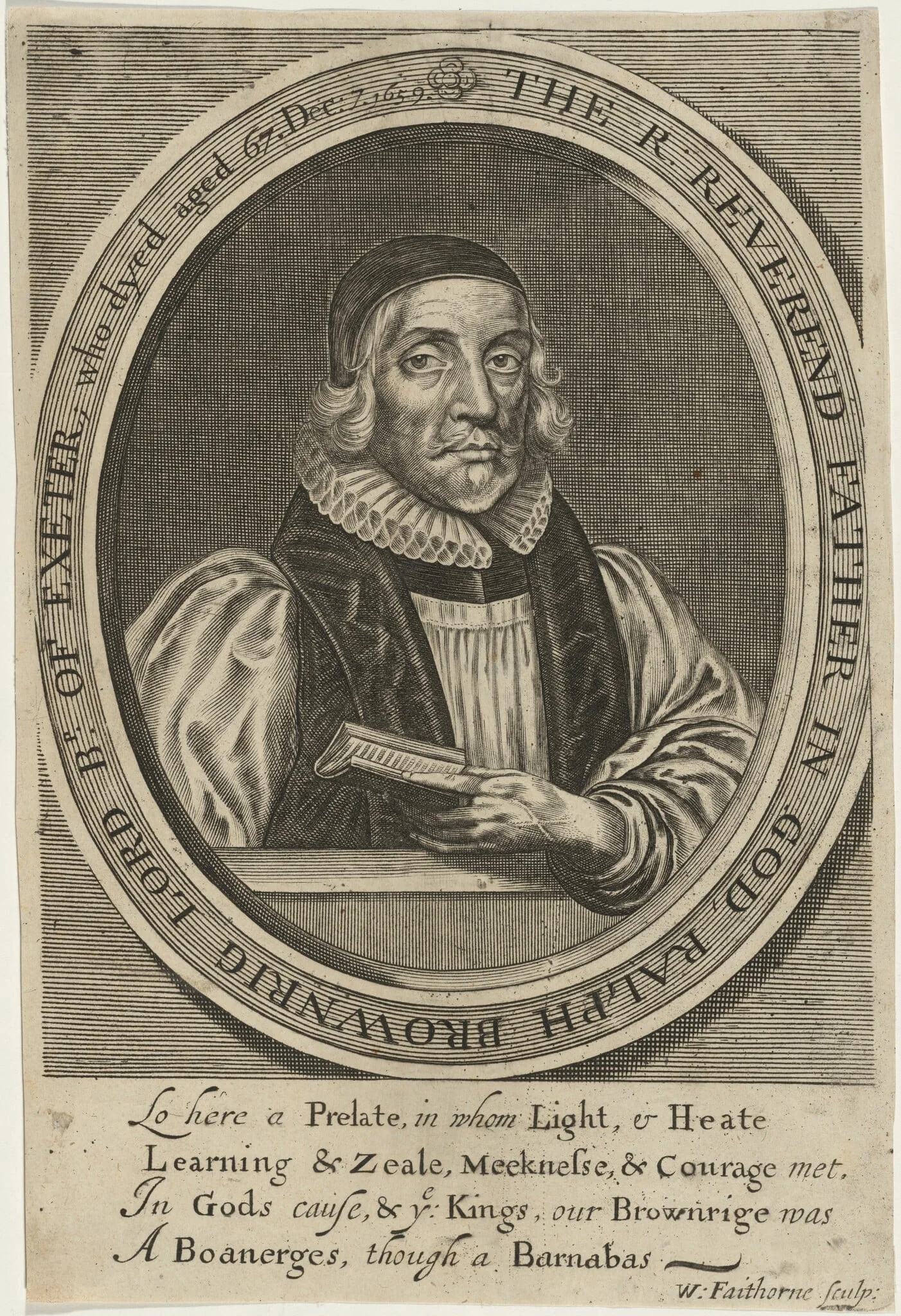 Ralph Brownrig, by William Faithorne, ink, 1661