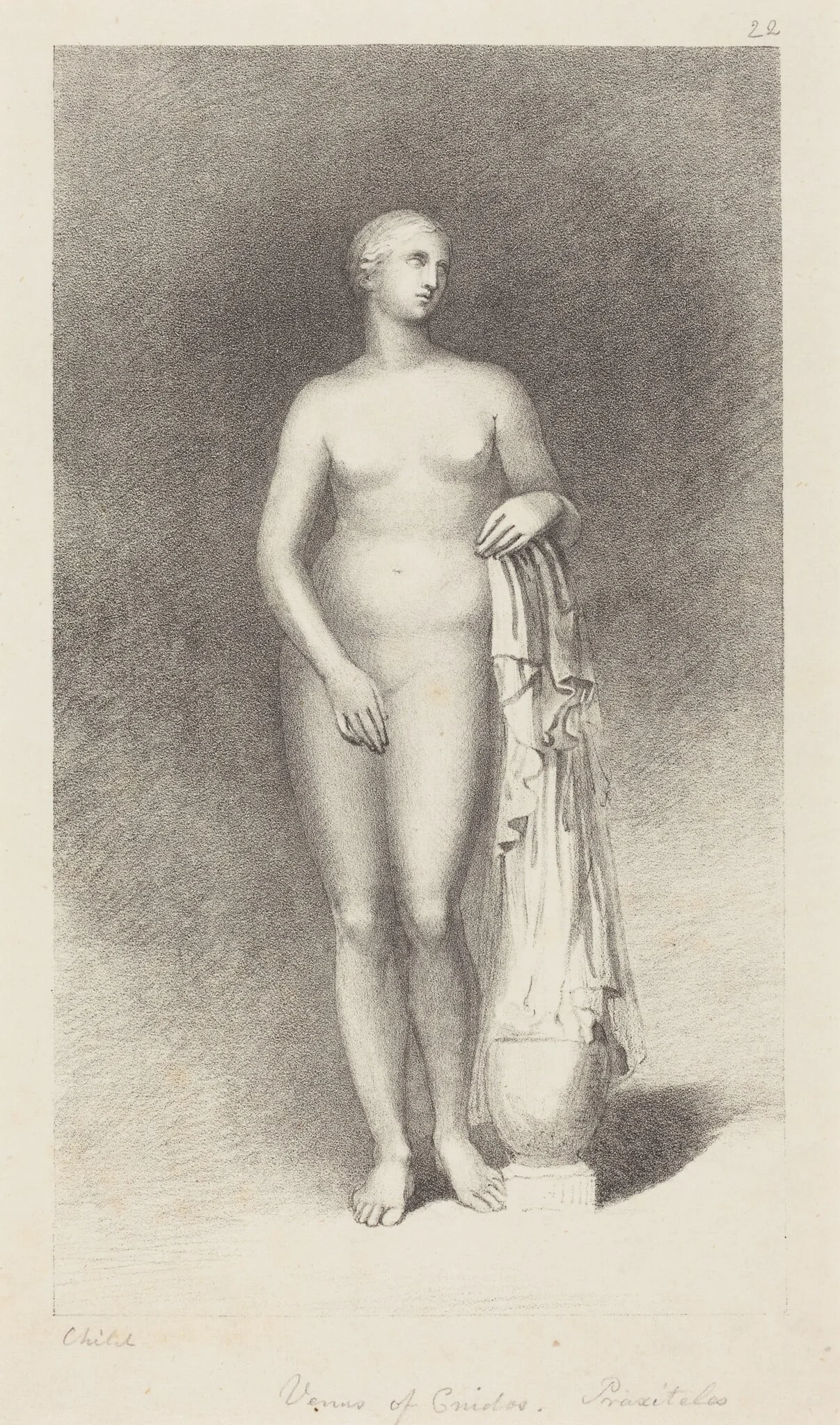 Venus of Cnidos, by Praxiteles, by George Childs, ink, 1829