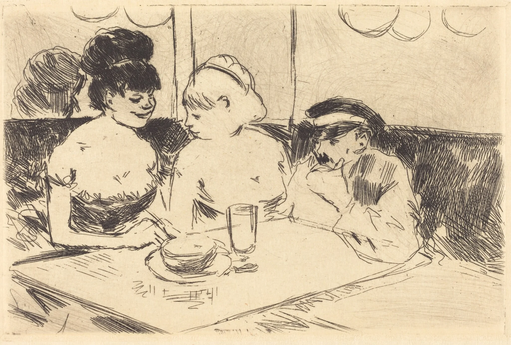 Maison close (planche refusée) (Bordello) (refused plate), by Jean-Louis Forain, ink, 1880