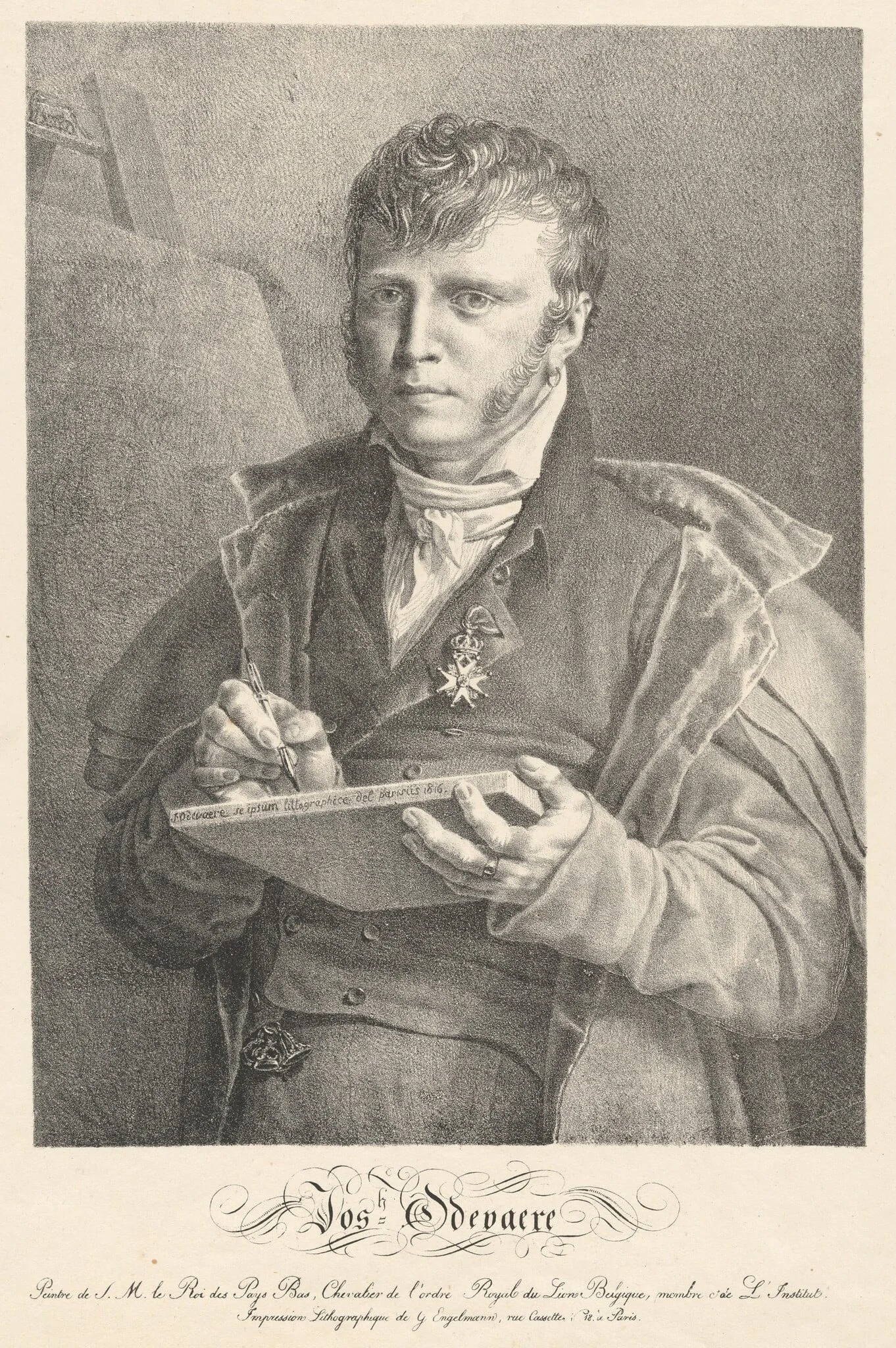 Self-Portrait of the Artist Drawing on a Lithographic Stone