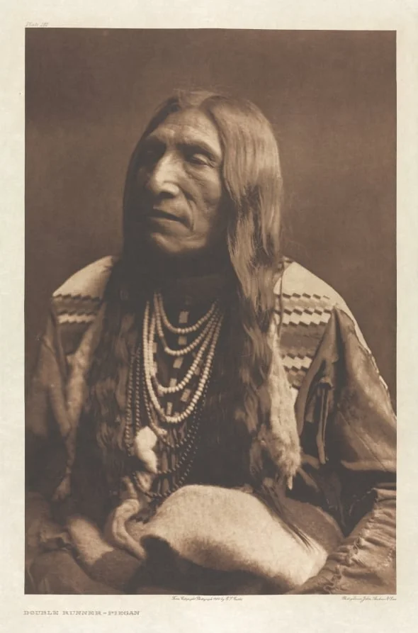 Portfolio VI, Plate 191: Double Runner--Piegan, by Edward S. Curtis, 1900