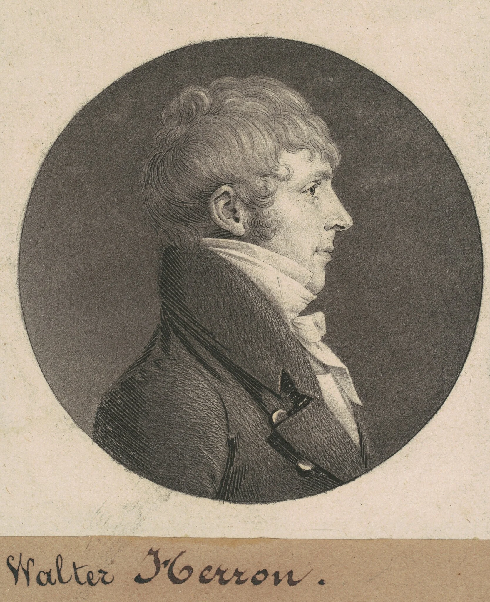 Walter Herron, by Charles Balthazar Julien Févret de Saint-Mémin, ink, 1808
