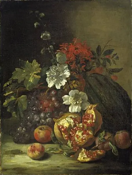 Still life of fruits and flowers