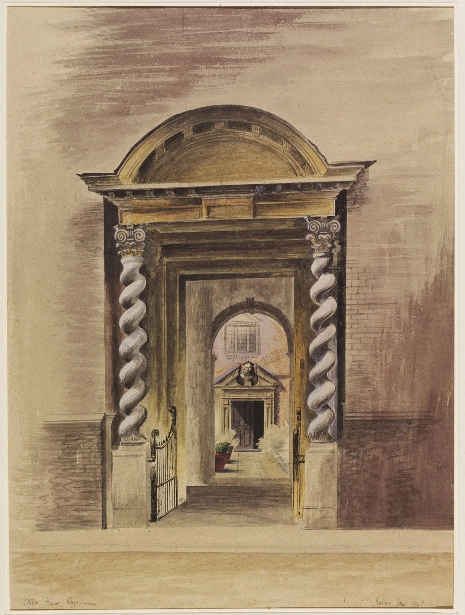 Clifton House, King's Lynn, by Barbara Jones, watercolor, 1942