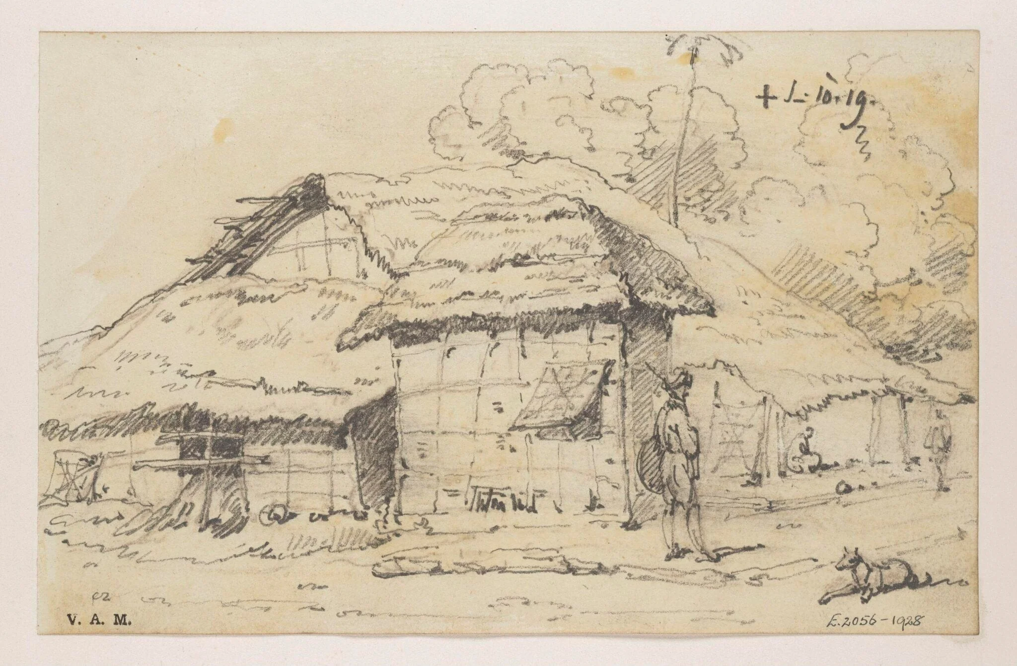Village huts, Bengal, by George Chinnery, 8