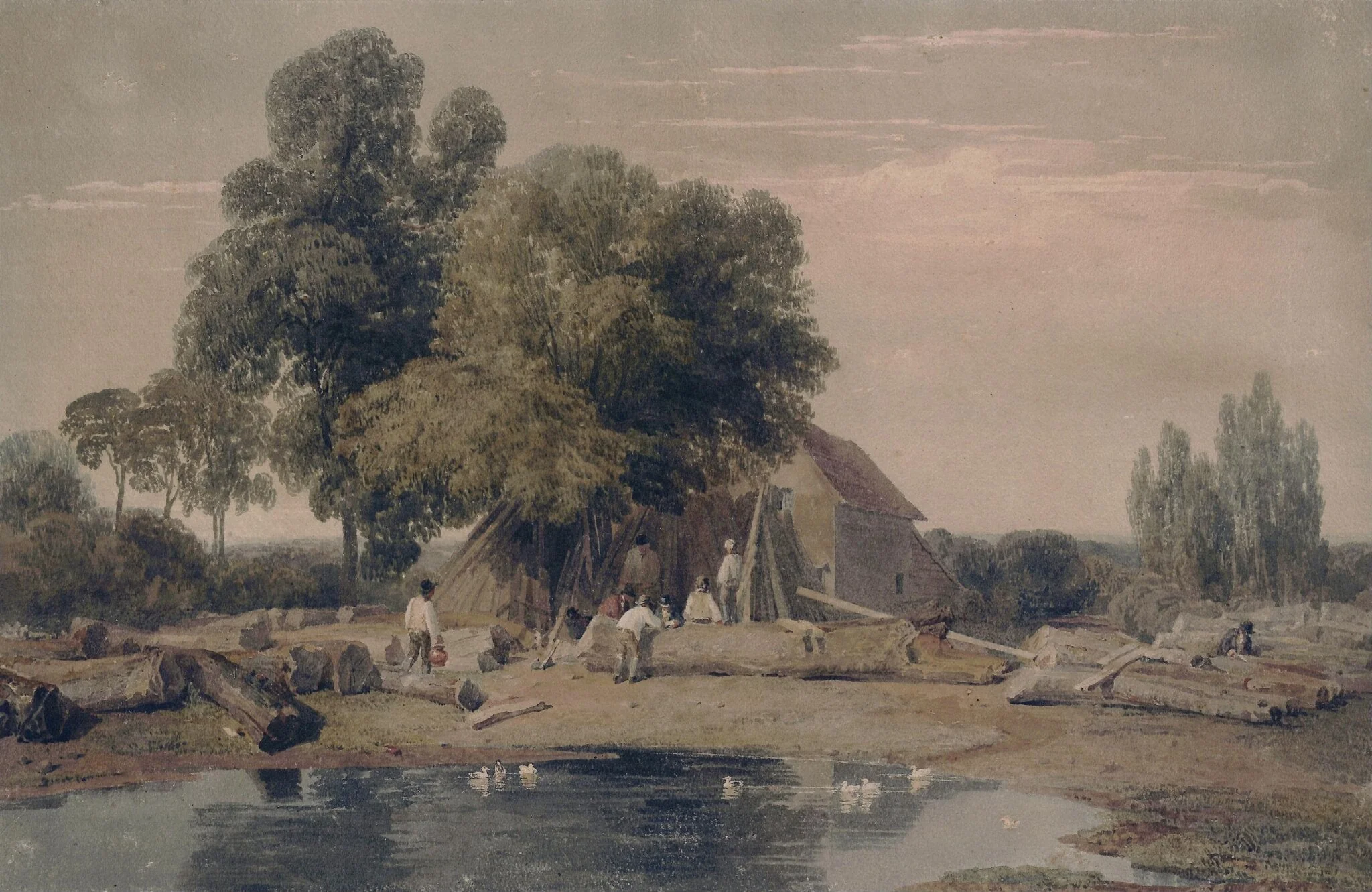 The Timber Yard, by Peter De Wint, watercolor, 1850