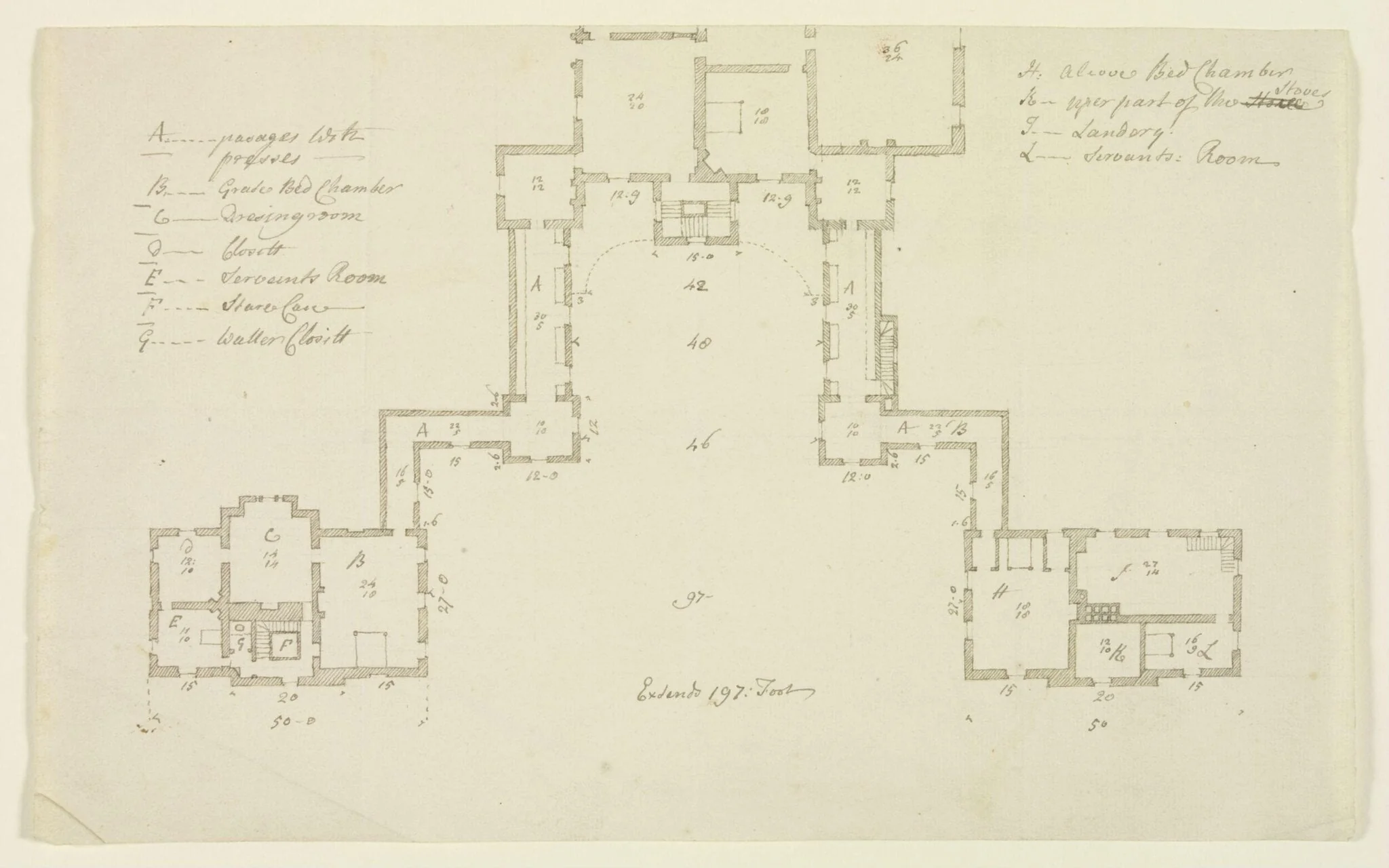 Sketch plan of additions to the North side of Combe Bank.
