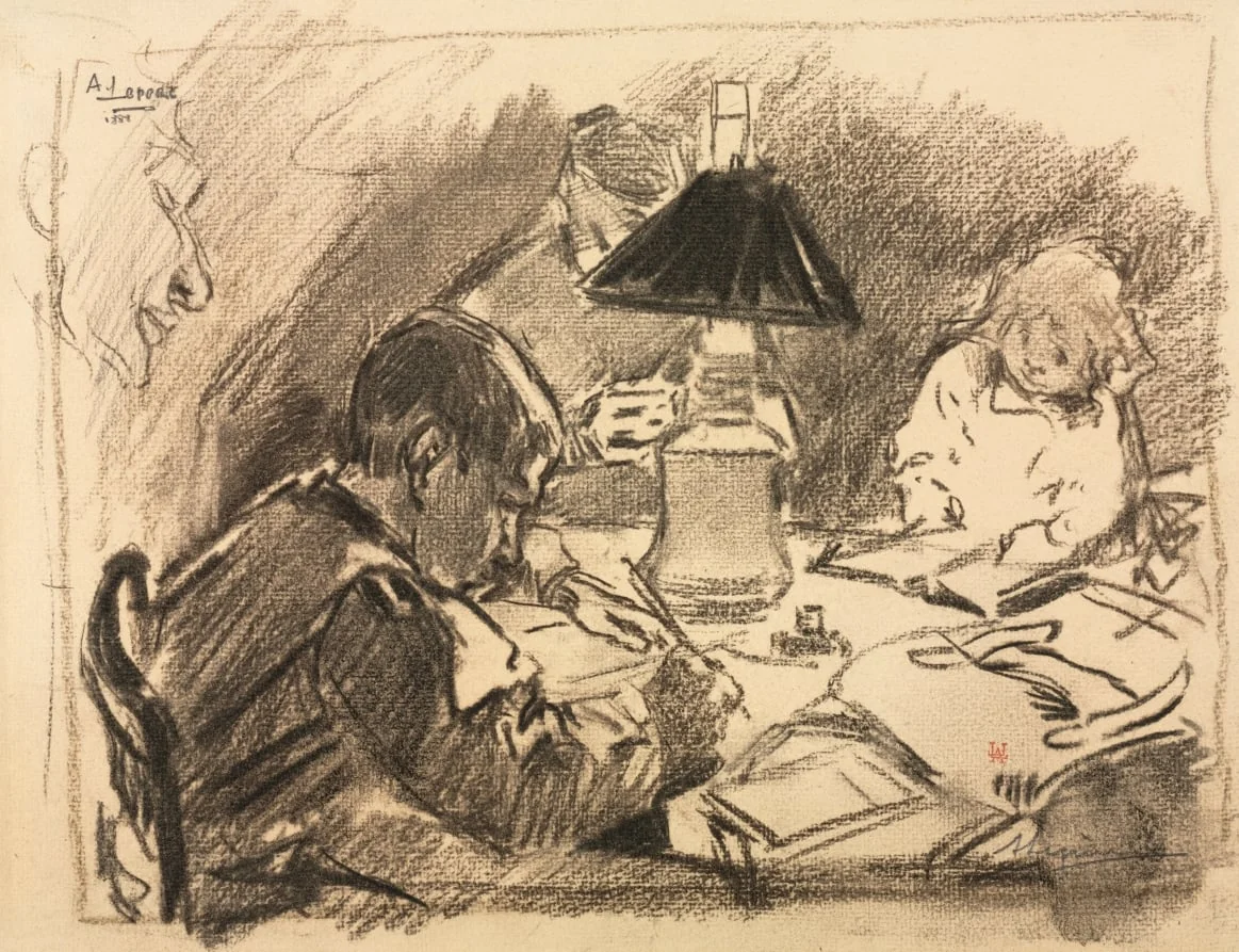 Around the Lamp, by Auguste Lepère, 1888