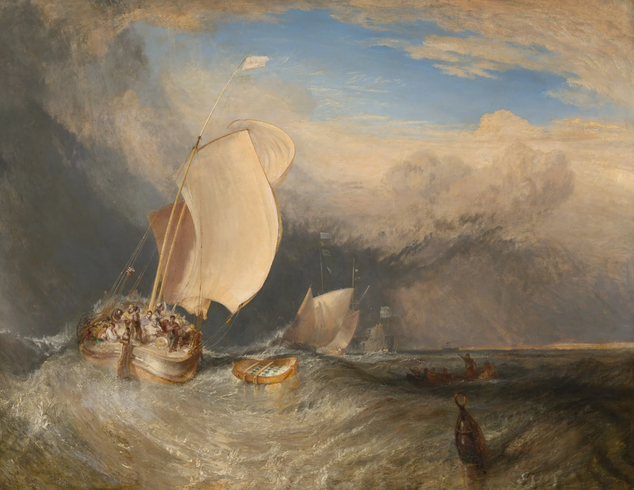 Fishing Boats with Hucksters Bargaining for Fish, by Joseph Mallord William Turner, oil, 1838