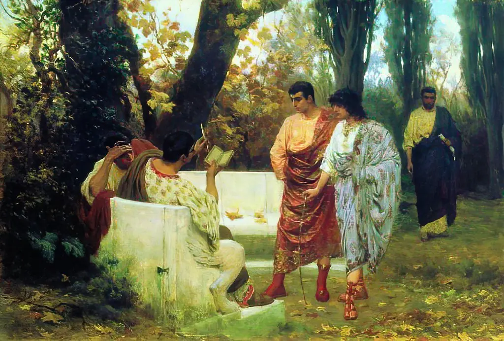 Roman poet Catullus reading to his friends.