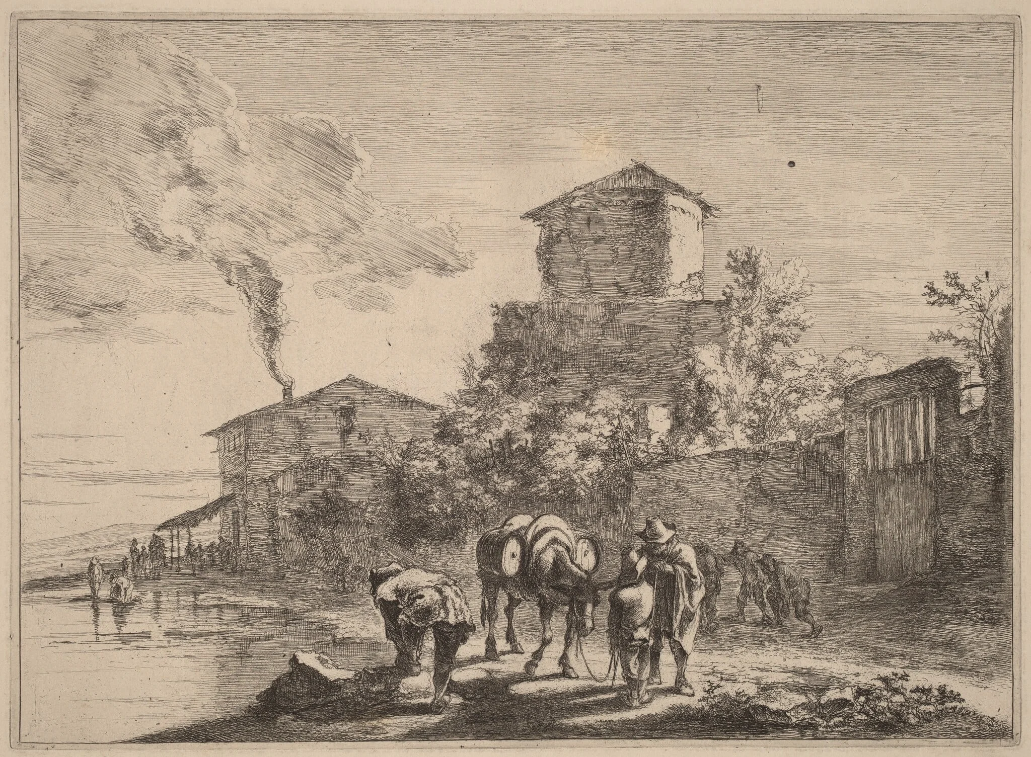 The Hinny Drover, via Appia, by Jan Both, ink, 1700