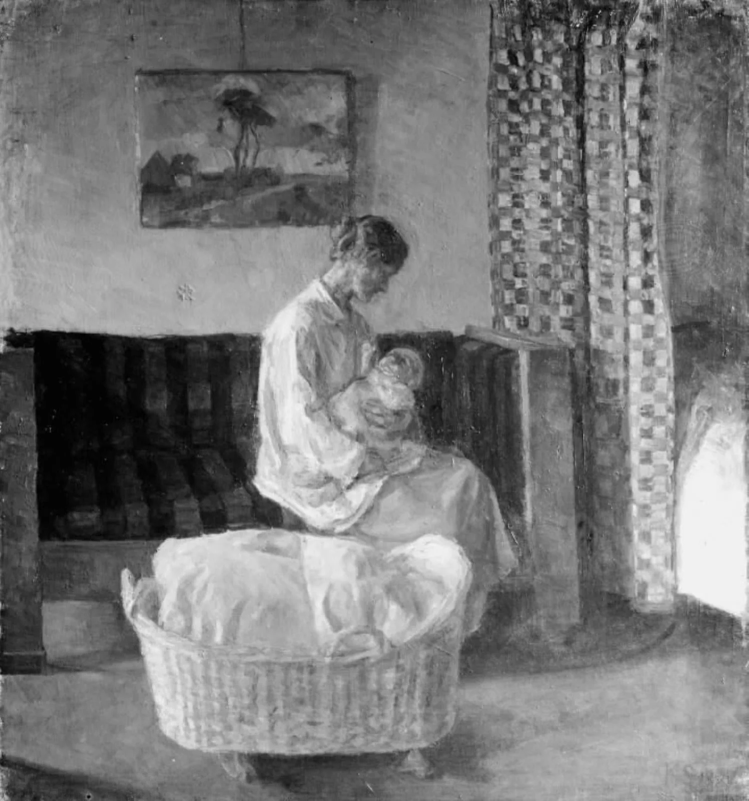 Marie Schou, f. Hansen, kunstnerens første hustru med sit barn, by Unknown, 1897