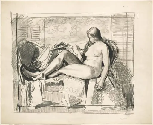 Study for Nude with Hexagonal Quilt