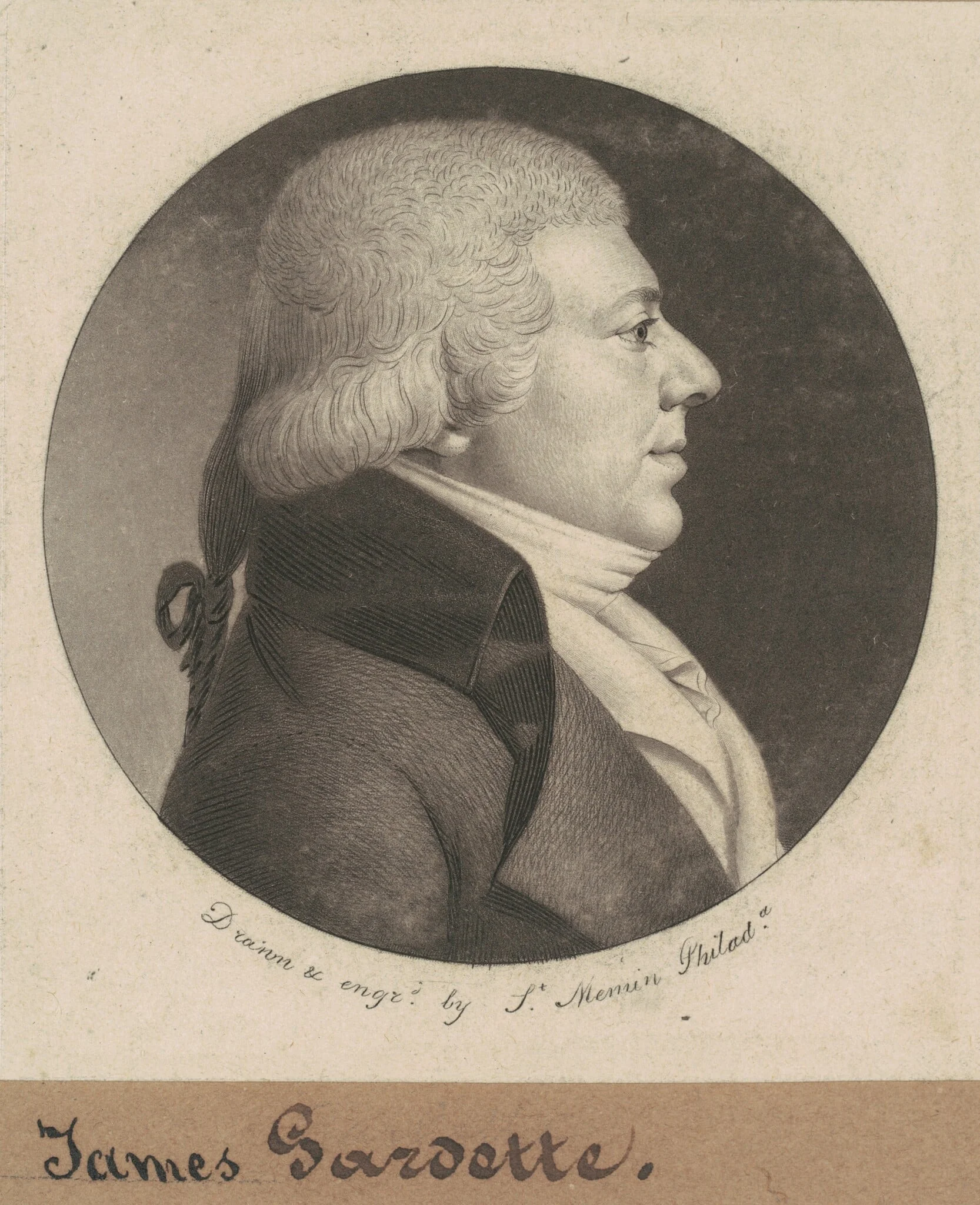 James Gardette, by Charles Balthazar Julien Févret de Saint-Mémin, ink, 1801
