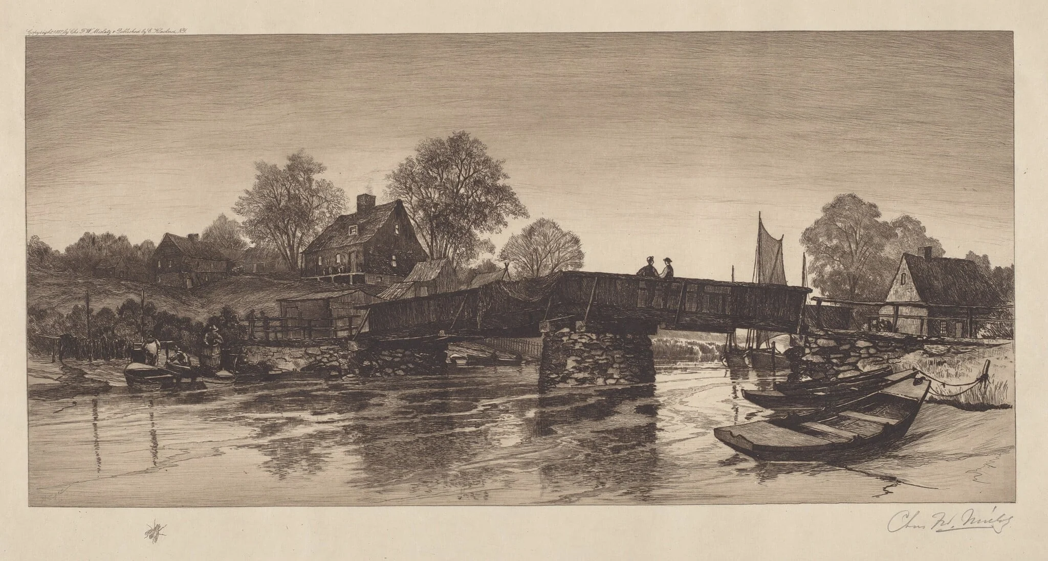 Untitled (Old Bridge), by Charles Frederick William Mielatz, ink, 1888