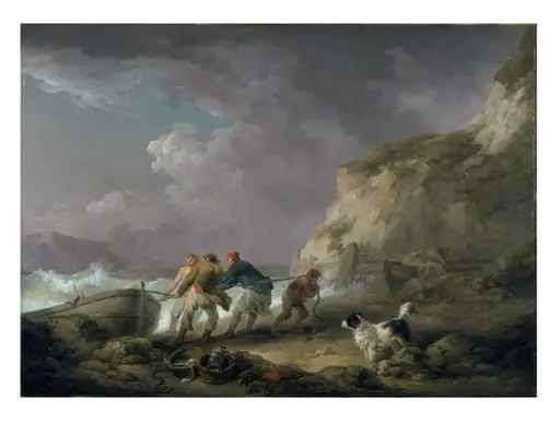 Seashore: Fishermen Hauling in a Boat