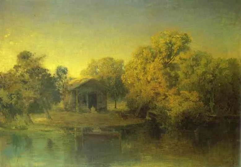 Pond at the Sunset, by Fyodor Vasilyev, oil, 1871