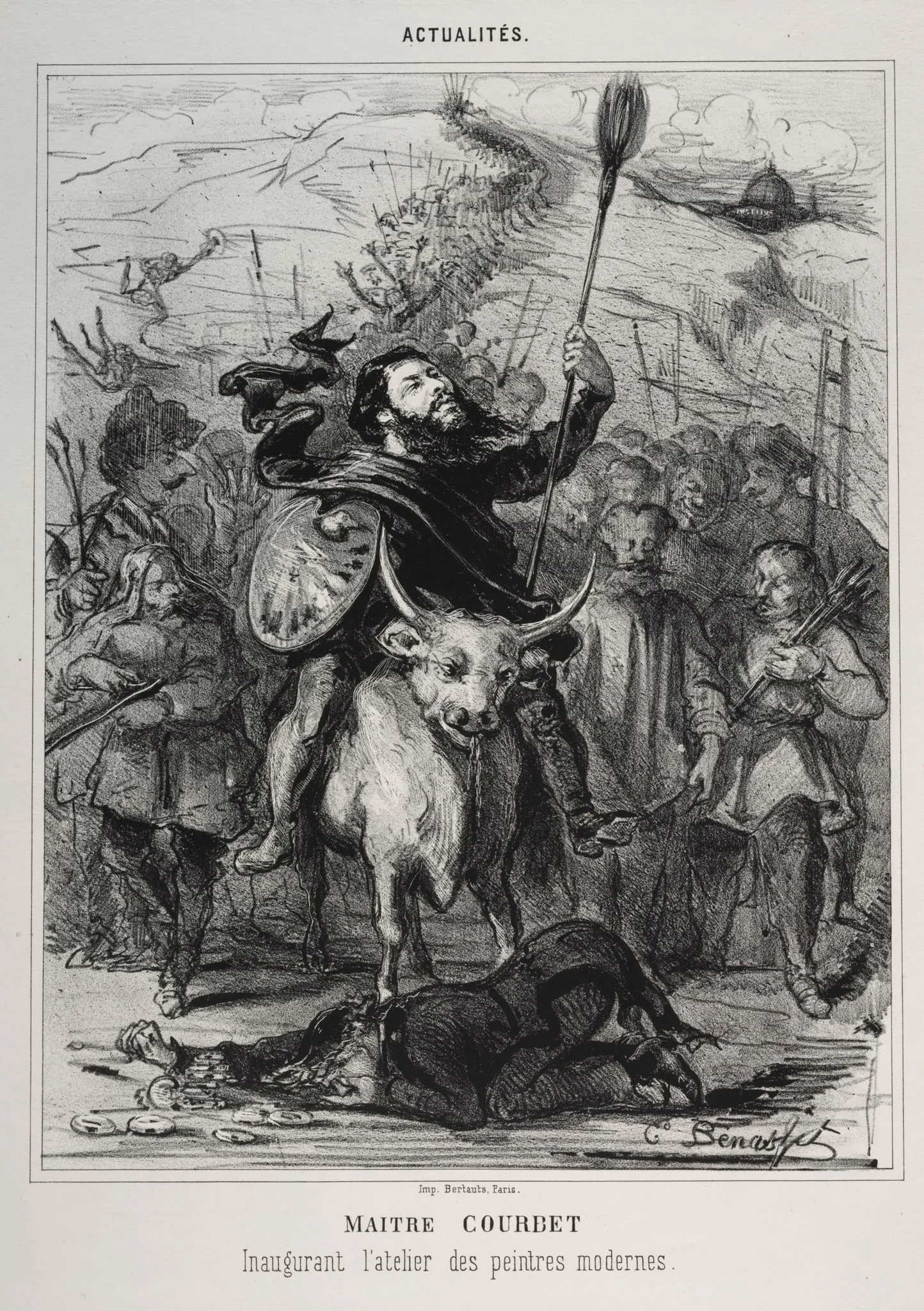 Actualities:  Master Courbet Inaugurates the School of Modern Painting, by Émile Bénassit, 1868