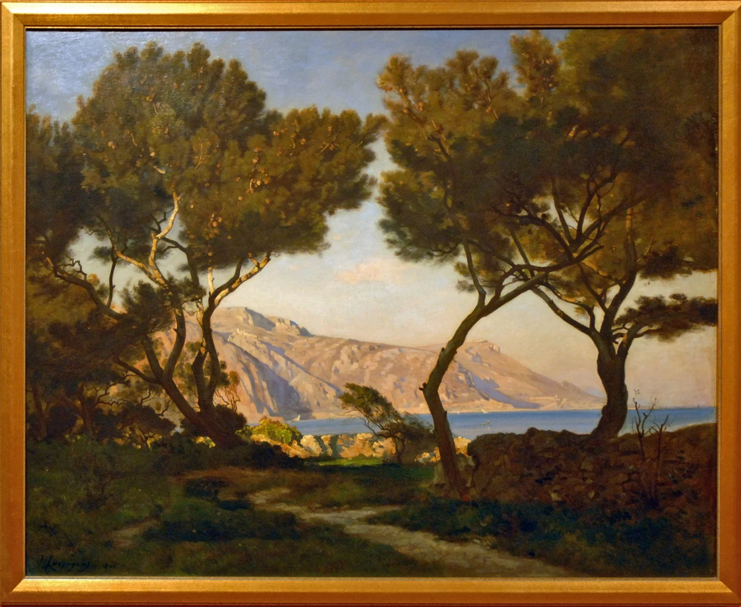 Paysage de la Côte d'Azur, by Henri Harpignies, oil, 1865