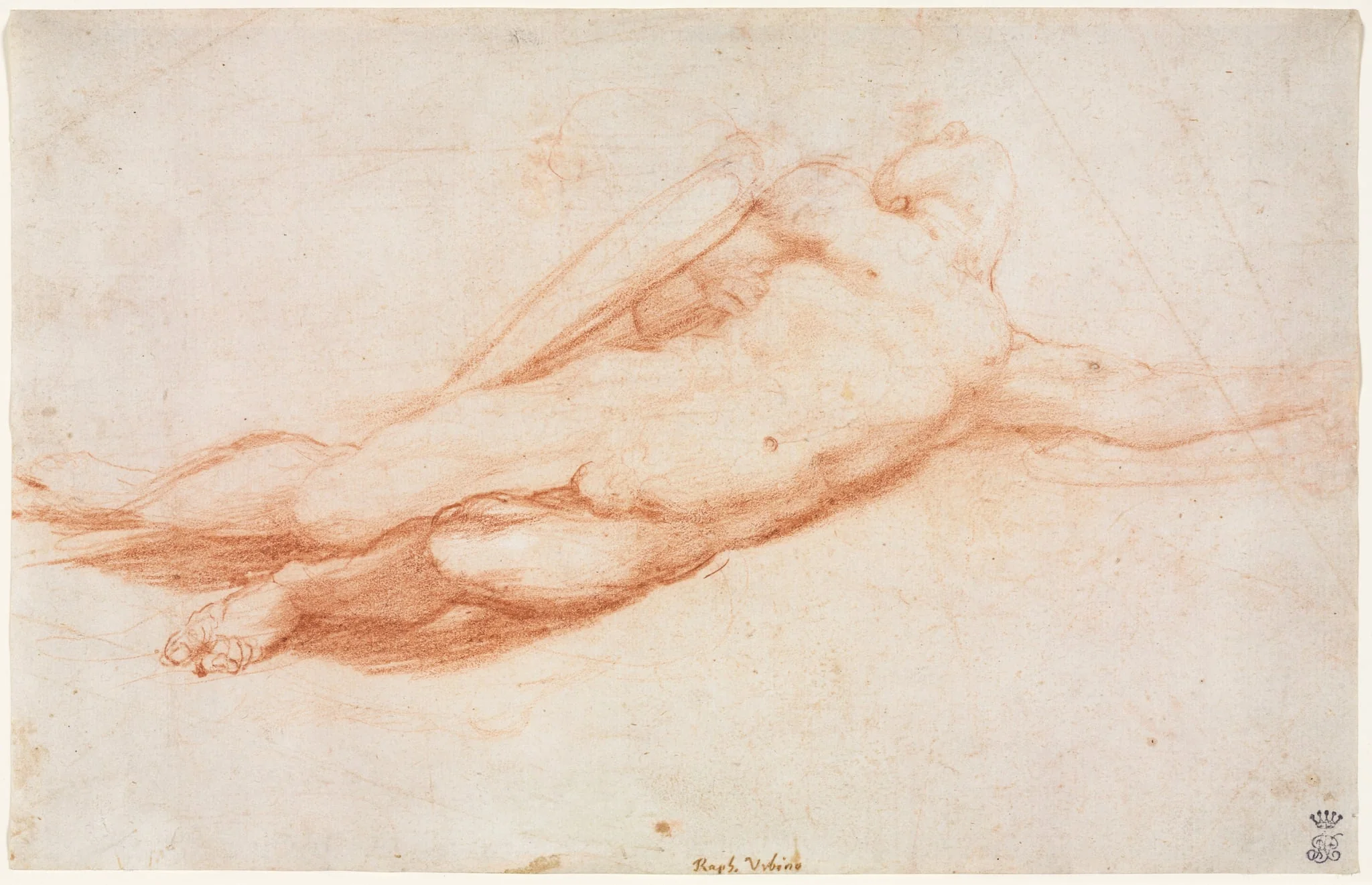 Study of a Fallen Soldier (possibly the Conversion of Saul) (recto), by Correggio, 1525