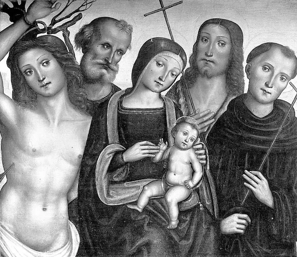 Mary with the child and Saints Sebastian, Antonius Eremita, Antonius of Padua and John the Baptist