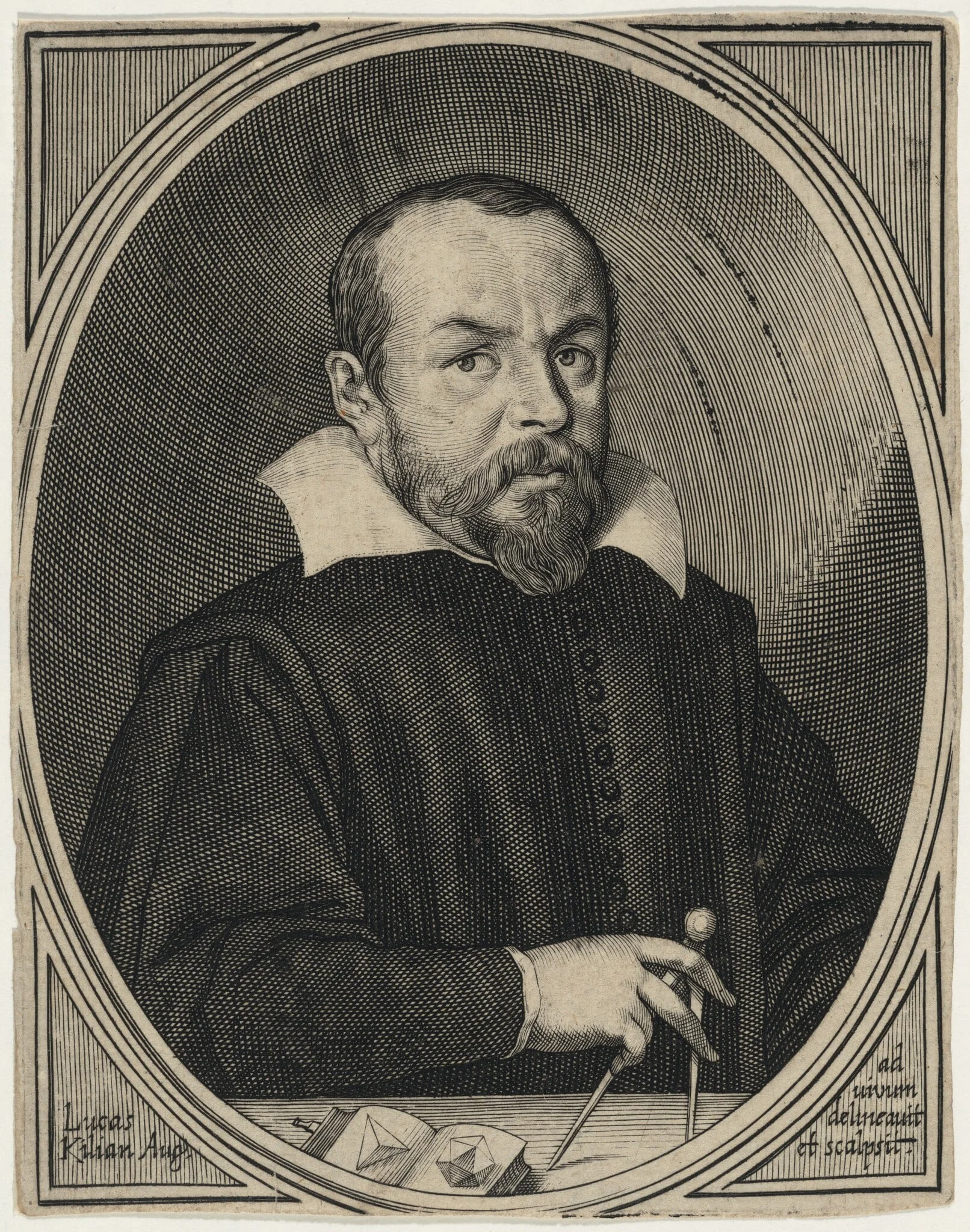 Johan Faulhaber, Mathematician, by Lucas Kilian, ink, 1615