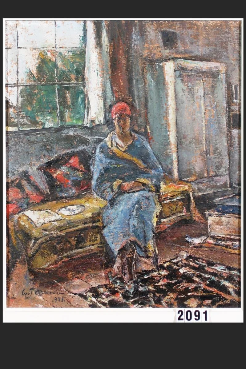 Interior cu femeie, by Gheorghe Petrașcu, 1920