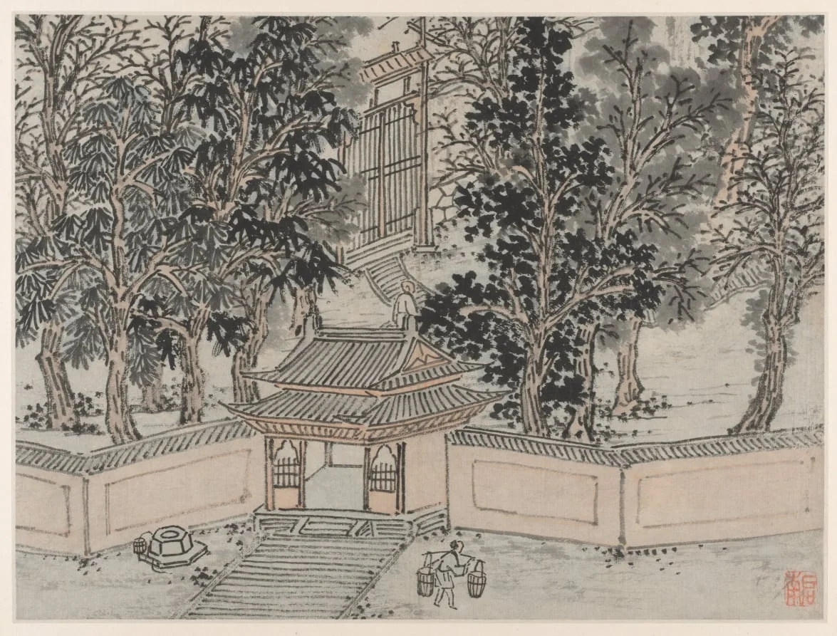 Tiger-Flight Spring at the Back Gate, from Twelve Views of Tiger Hill, Suzhou, by Shen Zhou, unspecified, 1490