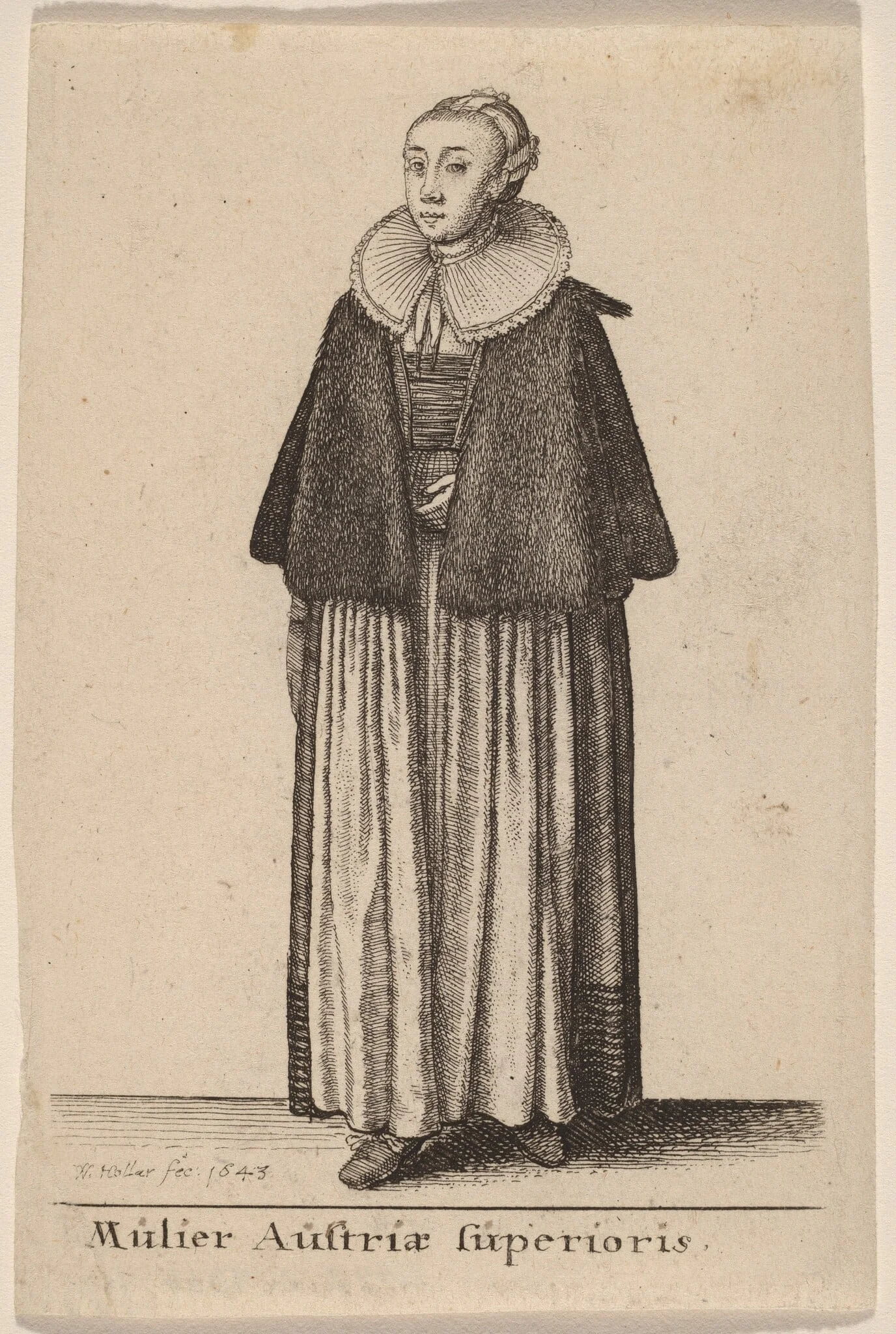 Mulier Austriae Superioris, by Wenceslaus Hollar, ink, 1643
